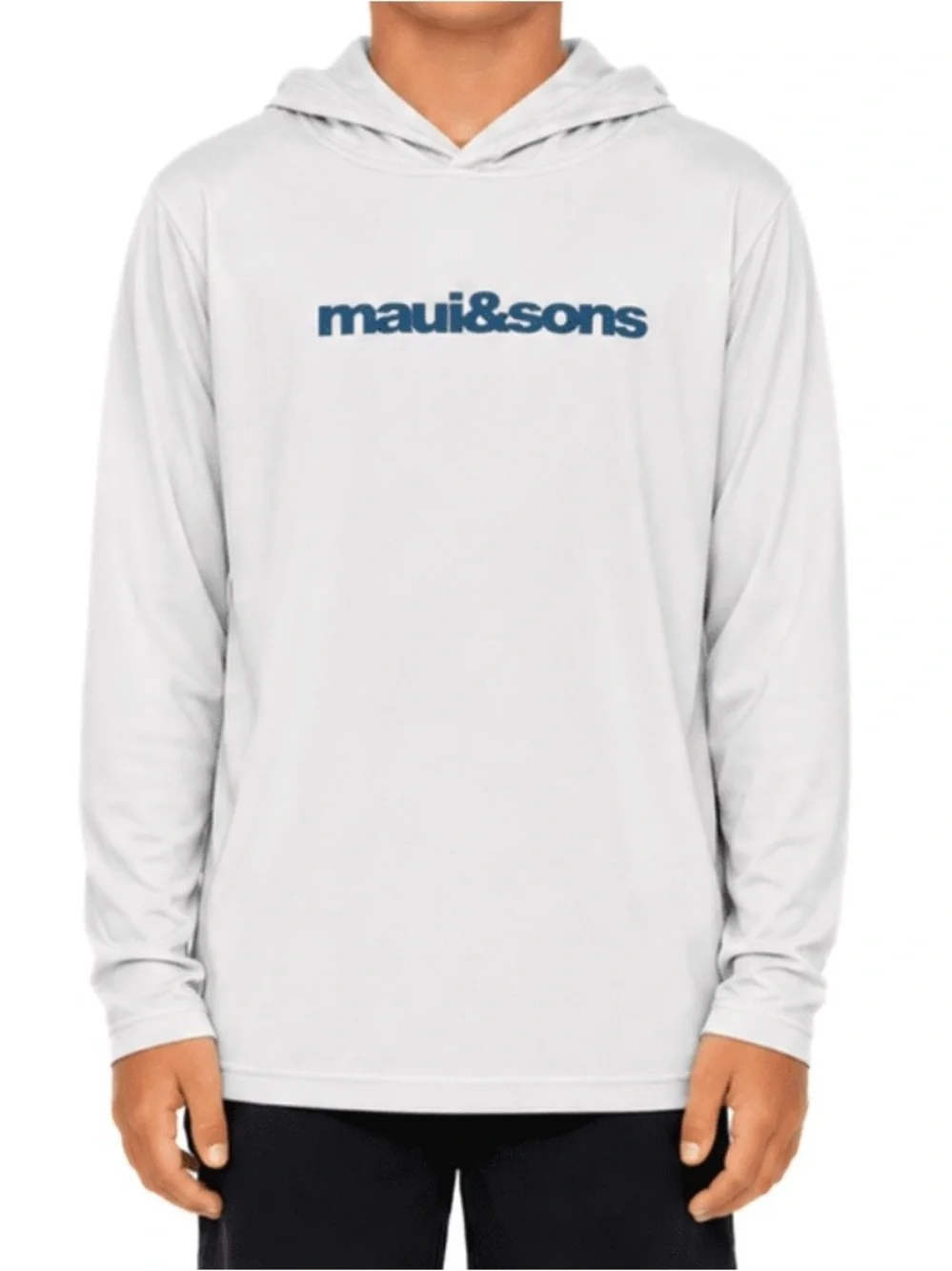 Maui and Sons The Beach Hooded Long Sleeve Sun Shirt  With 50+ UPF, Large